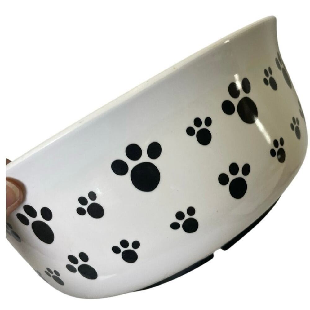 DOG DINNER BOWL LARGE SZ FIDO’S DINNER PLATE PAWS PRINT PETS ARE BEST FRIEND - Picture 3 of 8